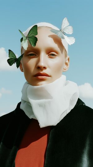 Serene Human with Butterflies Serene Human with Butterflies