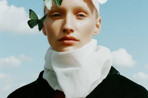 Serene Human with Butterflies Serene Human with Butterflies